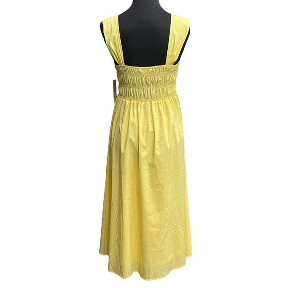 Nanette Lepore Yellow Smocked Midi Dress NWT | Sleeveless Tiered | Size 10 - Picture 2 of 12